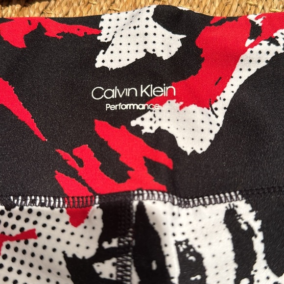 NEW CALVIN KLEIN PERFORMANCE 7/8 LEGGINGS ABSTRACT PRINT MESH LEG INSERTS SIZE M - Picture 8 of 10